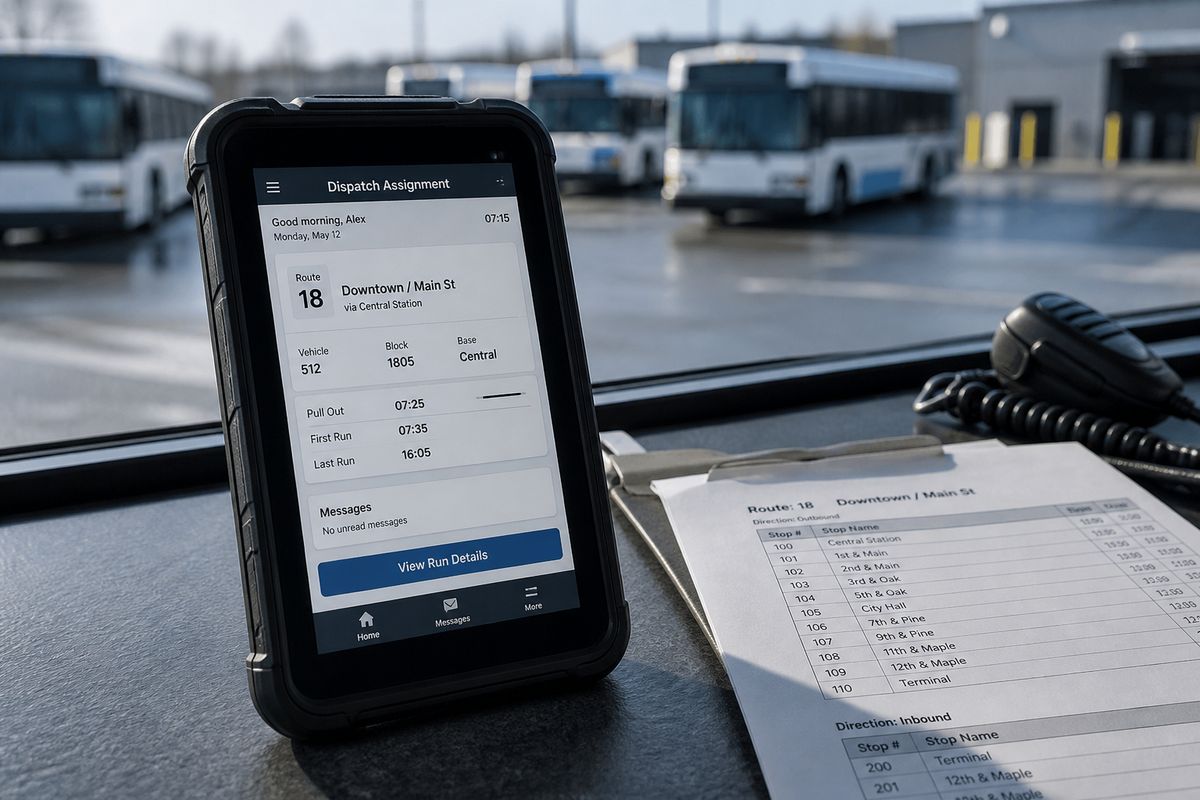 Dispatch assignment on a handheld at the yard
