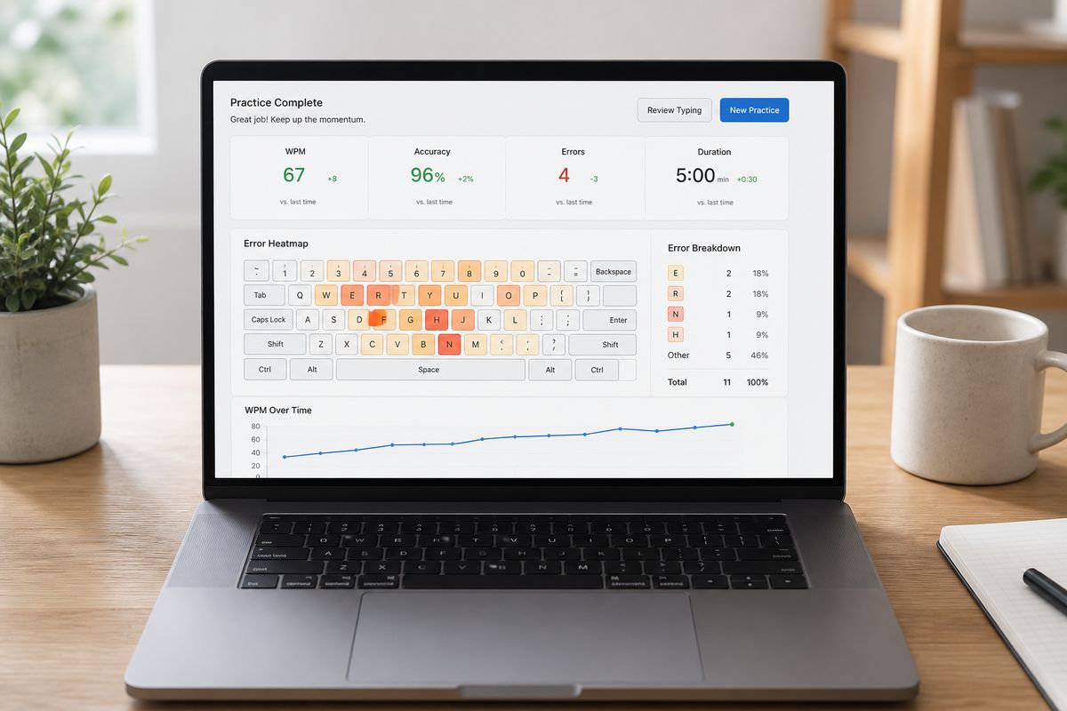 Results and progress charts in TypingTrainer